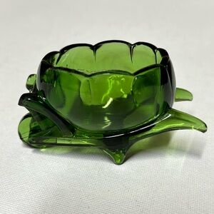 GREENTOWN GLASS WHEELBARROW OPEN SALT DIP Emerald Green